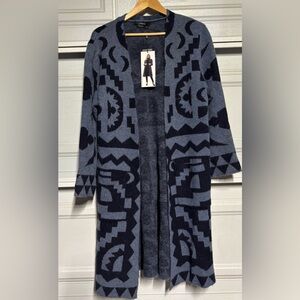 Vertigo  Heather blue navy Patterned Cardigan